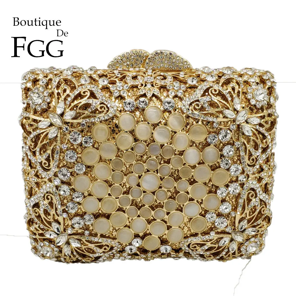 Женский клатч с кристаллами Boutique De FGG сверкающая Сумка бабочка вырезами вечерние