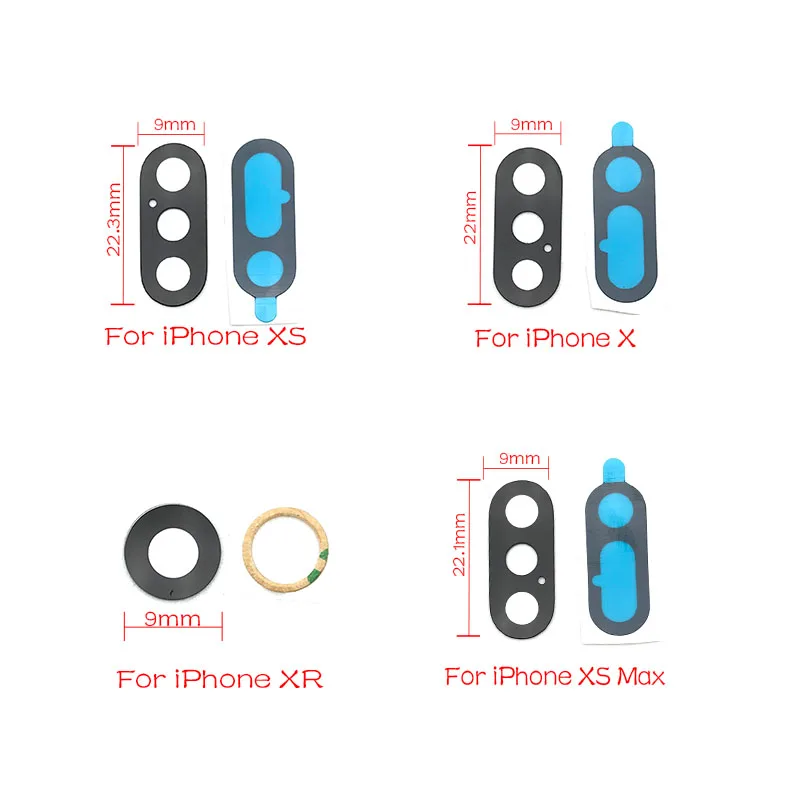 20 шт задний объектив задней камеры для Iphone 6 7 8 Plus X XR XS Max стекло камеры с клеем