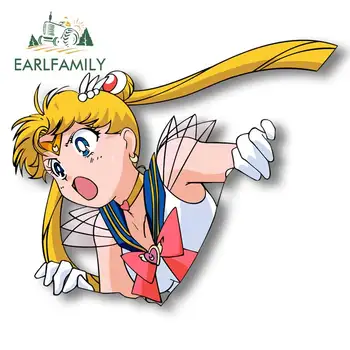 

EARLFAMILY 13cm x 10.3cm for Sailor Moon Personality Creative Stickers Fashion Occlusion Scratch Anime Decals 3D Car Sticker