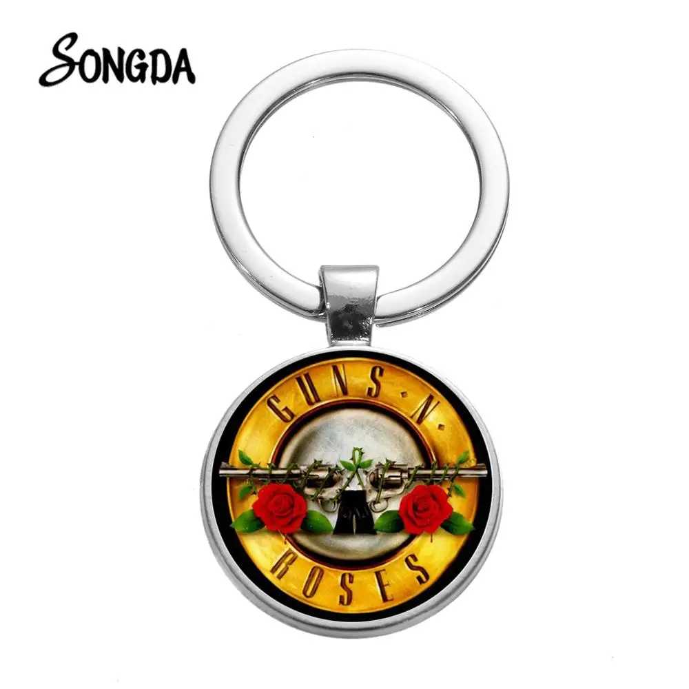 Лидер продаж брелок для ключей Guns N Roses из сплава пистолеты и розы с 3D рисунком