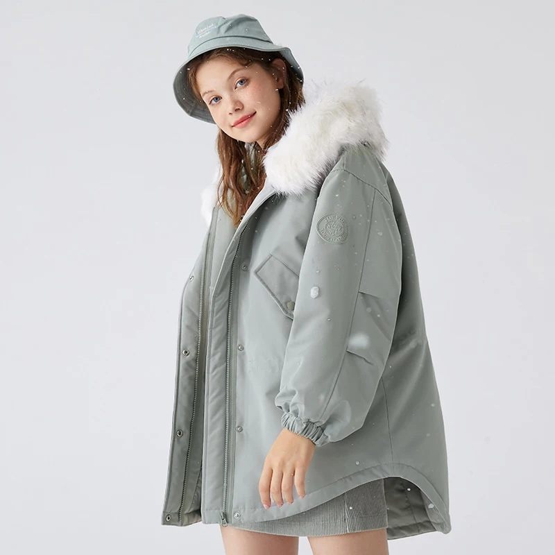 SEMIR, хлопковая зимняя женская куртка, новинка, зимняя женская куртка, супер модная короткая Корейская версия, свободное хлопковое пальто - Цвет: Khaki