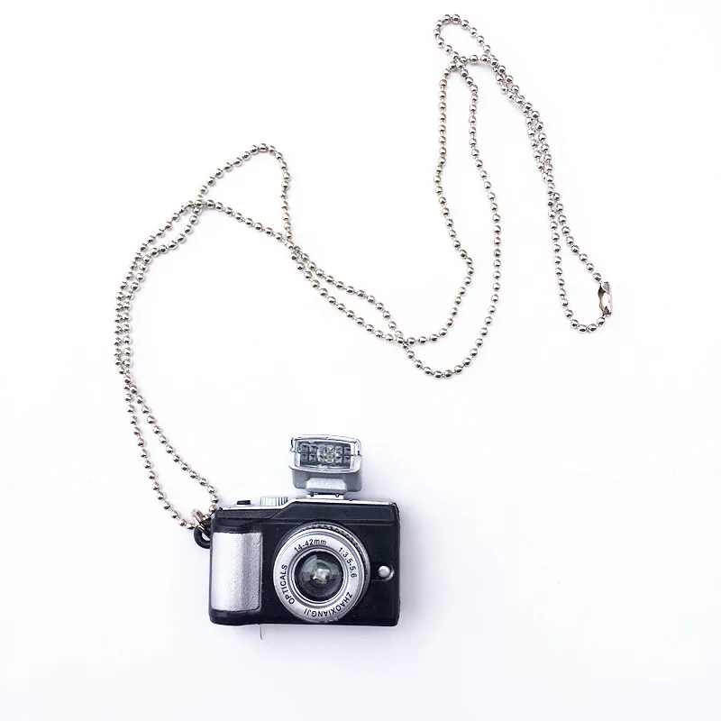 Funny shooting props luminous vocal keychain mini camera SLR TV led luminous toy keychain necklace hip hop men women 16