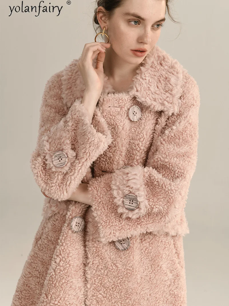 

100% Wool Real Fur Coat Female Jacket Korean Autumn Winter Coats and Jackets Women Warm Long Women's Clothing Femme Veste 2020