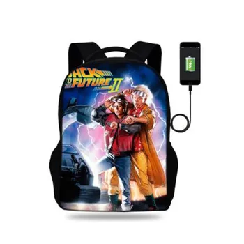 

School Bags back to the future The game Print Backpack Teenager Girls&Boys Kids USB Port Backpack Students Children School Bags