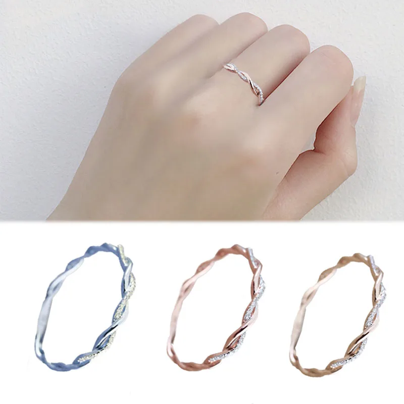 

Fashion Twisted Wave Charm Ring Anniversary Gold Women Engagement Wedding 1PC Hot Jwelry Gift