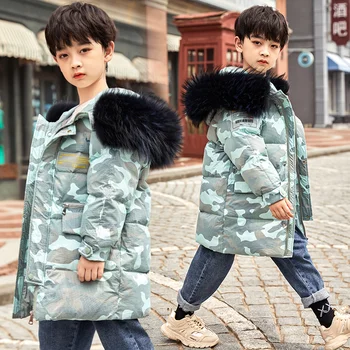 

2020 winter wear-free sportswear boys thick fur collar medium and large size new children's casual sports down jacket