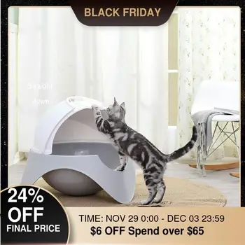 

Pets Closed Cat Litter Box UFO Toilet for Cats Bedpan Anti Splash Kitten Sandbox Tray Self-cleaning Restroom Training Supplies