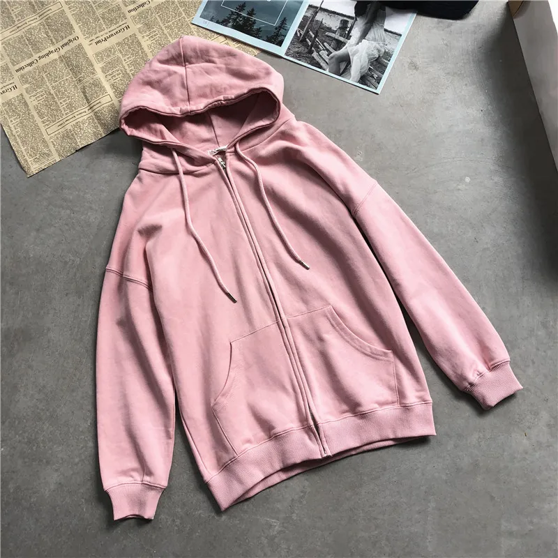 Новые весенне-осенние повседневные свободные хлопковые weatshirts женские Универсальные однотонные пальто с капюшоном толстовки с длинными рукавами на шнурке Colthing M750