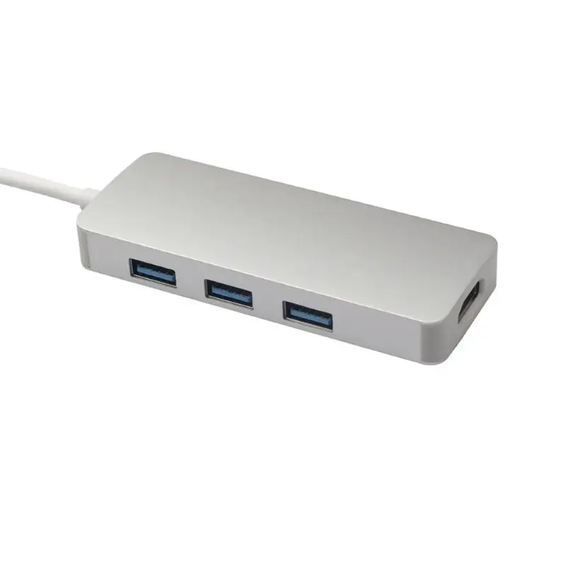 USB 3,0 к HDMI 1080P 3xUSB3. 0 хаб-конвертер для ноутбуков HDTV проекторы монитор Цветная коробка упаковка транспорт серебро