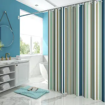 

Striped Pattern Bath Curtain Waterproof Shower Curtains Bathroom Bath Screen Printed Curtain for Bathroom Accessories