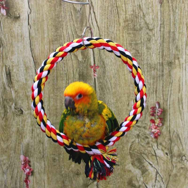 Novelty Bird Toy High Quality Parrot Rings Toys Round Circle Climbing Funny Pet Products Rope Swing Supplies | Дом и сад