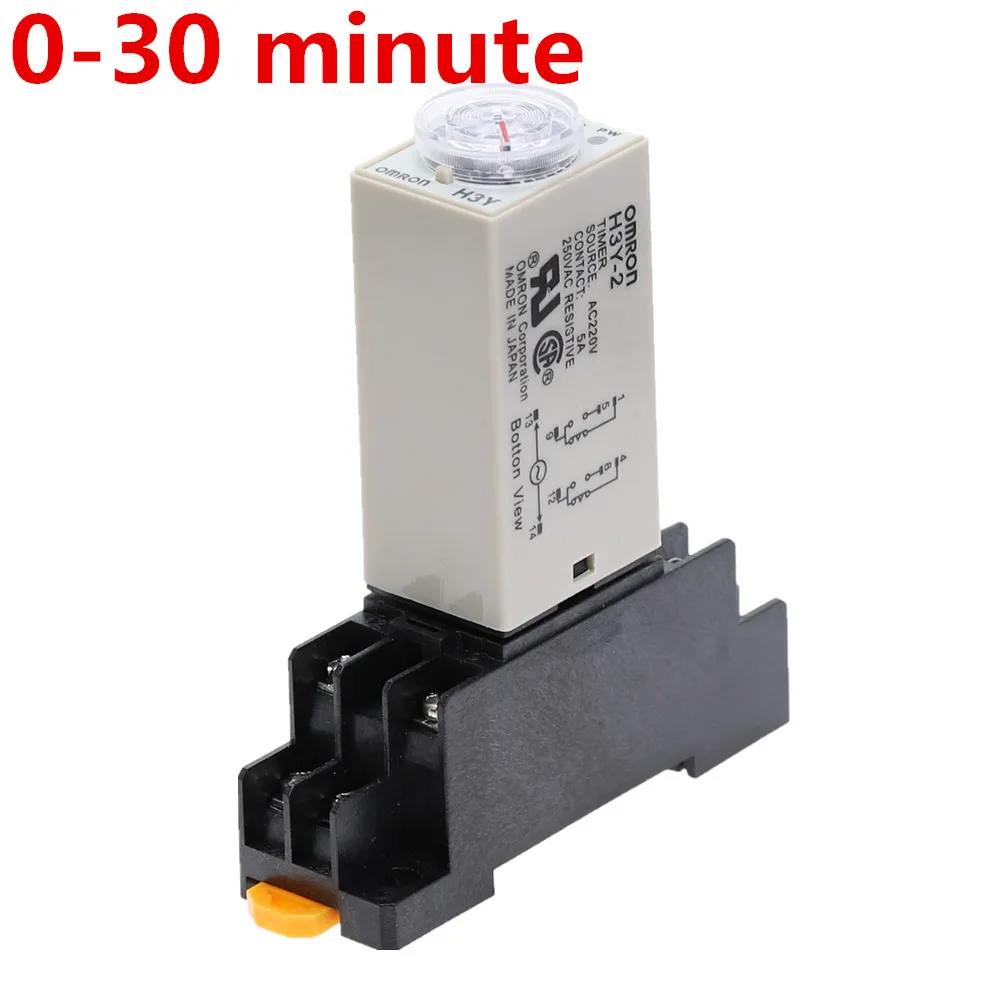 1 шт. H3Y 2 DC 12 В 24 В/AC 110 220 реле времени задержки 0 30 минут с базой 5A|time relay|delay timerac 220v delay