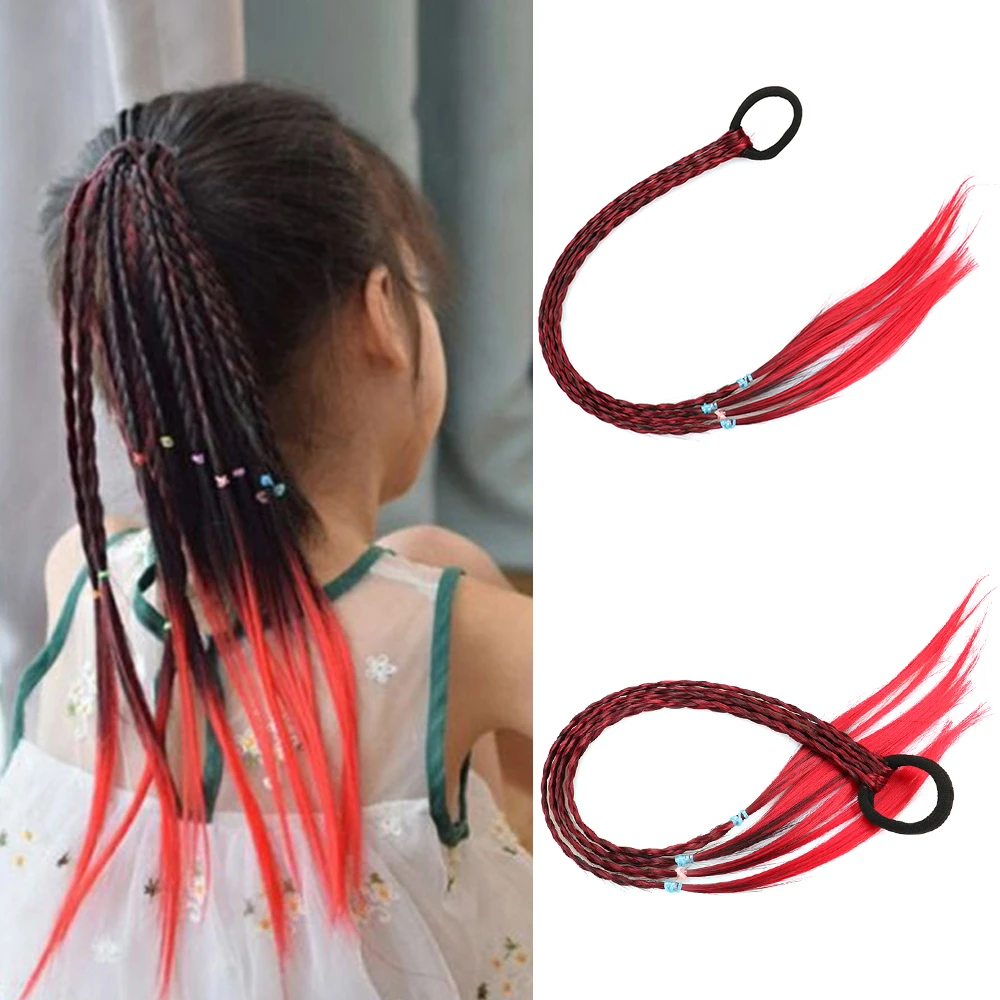 A cauda aérea colorida de alta temperatura caixa tranças extensões do  cabelo do rabo de cavalo com elástico trança falsa para meninas  headwear|Rabos de cavalo sintético| - AliExpress