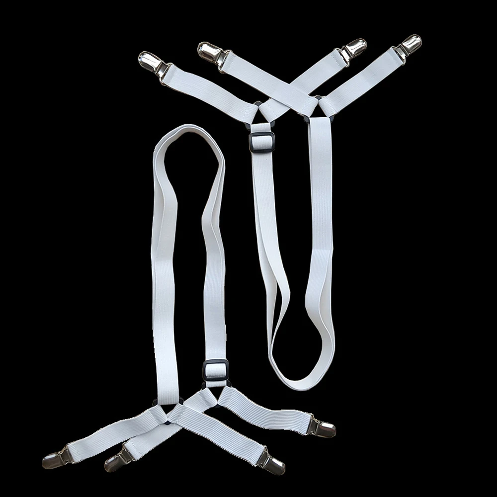  2pcs/Set Bed Sheet Clips Bed sheet Belt Fastener Mattress Elastic Non-slip Clip Blanket Gripper Whi