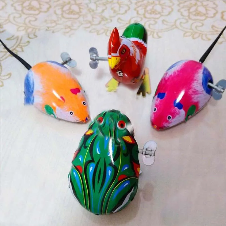 Новые детские классический заводной игрушки прыгающая лягушка Мышь кролик петух старинная игрушка Фигурки игрушки для детей хорошо продаются