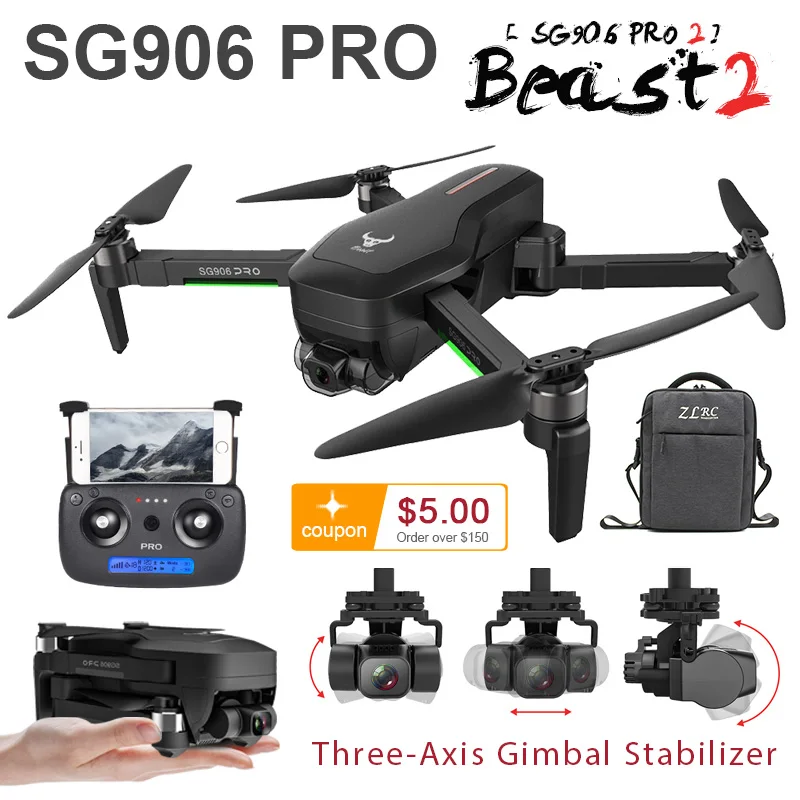 SG906 MAX GPS Дрон с разрешением 4K 5G WI FI cam Pro Pro2 двойной Камера profissional 2 3 осевой