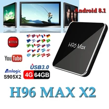 Amlogic S905X2 android tv set top box H96 MAX X2 boxing 4GB RAM 64GB 1080P H.265 USB3.0 smart tv boxes support youtube netflix