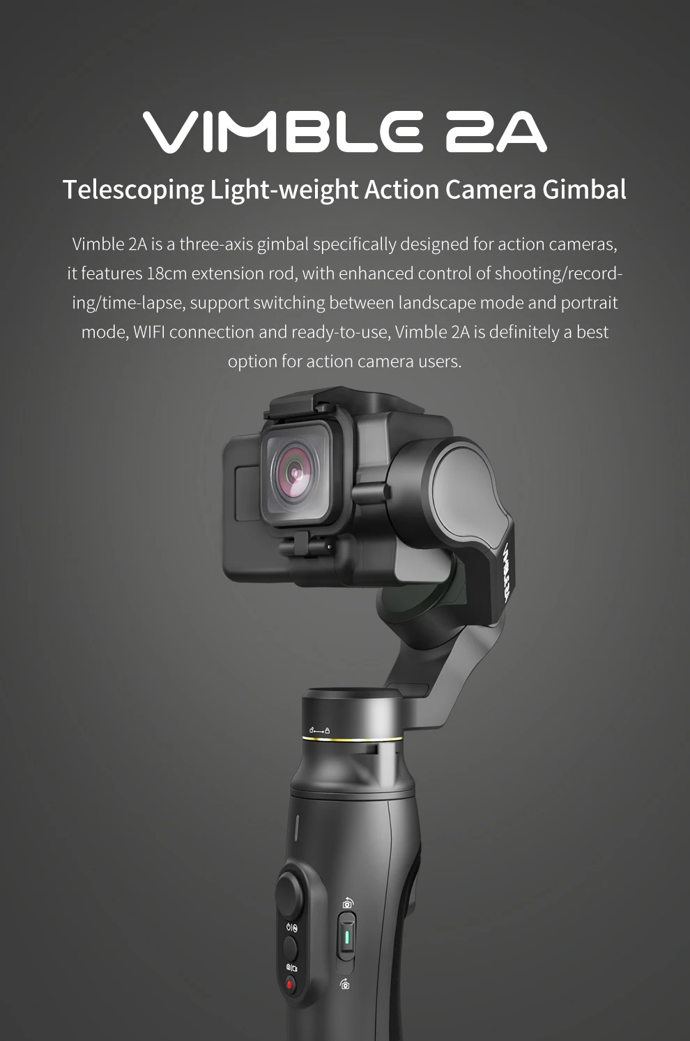 FeiyuTech Feiyu Vimble 2A Экшн-камера Gimbal Ручной Стабилизатор для Gopro Hero 5 6 7 с удлинителем 180 мм