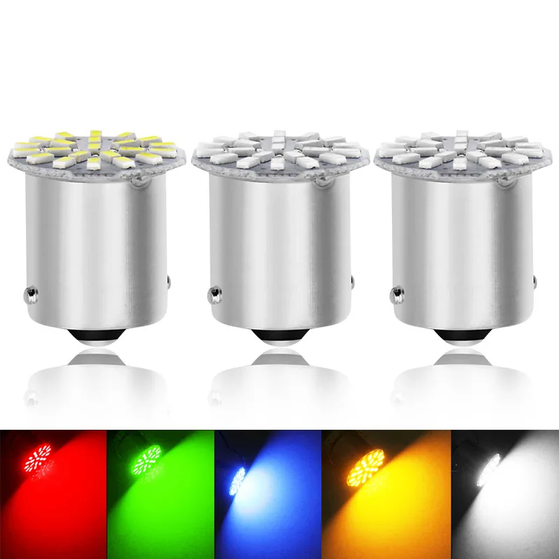 

2pcs P21W 1156 BA15S 1157 Bay15d 22 SMD Car LED Bulb Auto Rear Turn Signal Lights Brake Reverse Parking Lamp DC 12V Gadget Goods