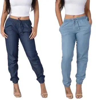 

Women Jeans High Waist Drawstring Denim Pants Women Clothing Over Size Casual Pants Blue Retro Denim Trousers Casual Jeans Women