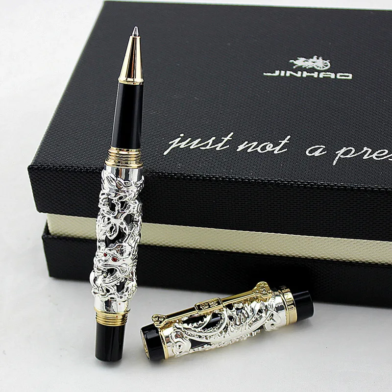 Caneta com Caixa de Presente para Presente Opções de Cores Jinhao Luxo Rolo Bola Canetas Dragão Phoenix Padrão Esferográfica Frete Grátis Várias 10 para presente frete grátis várias opções de cores