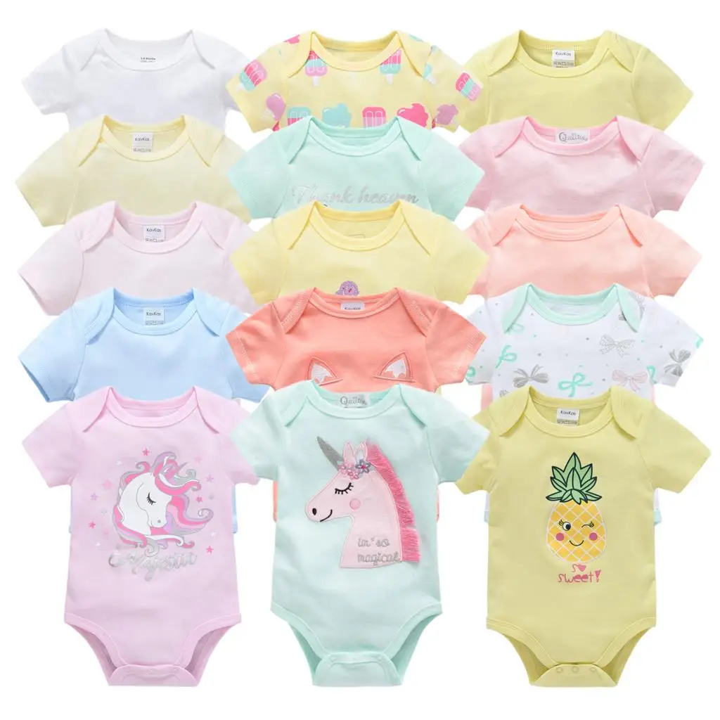 

5PCS Newborn Baby Girl Bodysuits 100% Cotton Short Body bebe Summer Infant Jumpsuit 0-24M Cartoon Toddler Baby Boys Clothes