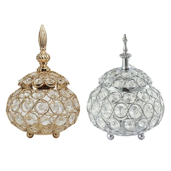 

Hollow Crystal Candle Holder Jewelry Box Wedding Candelabra Tealight