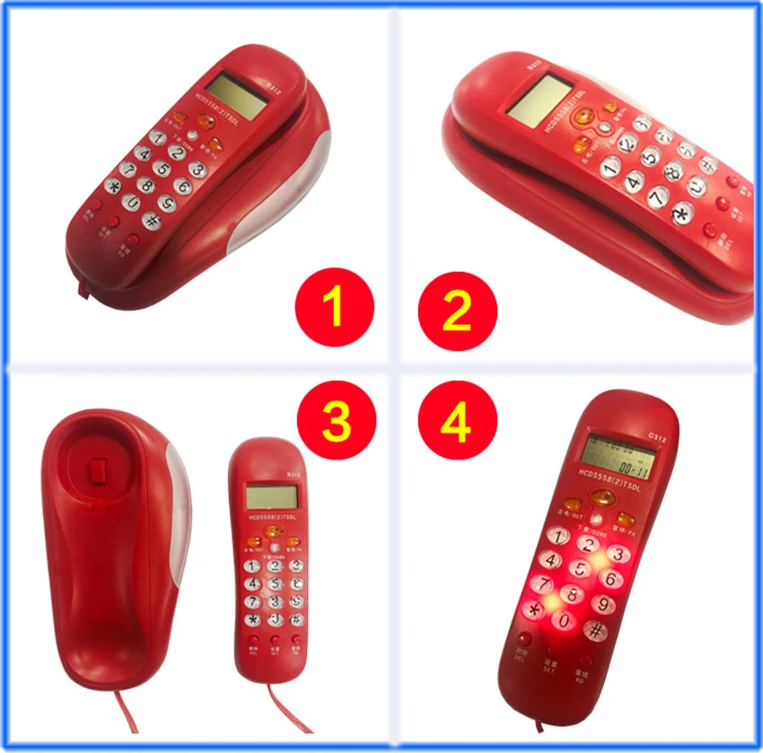 Проводной телефон Trimline с определителем номера, Светящийся индикатор, проверка вызова, Настенный стационарный телефон для дома в отеле