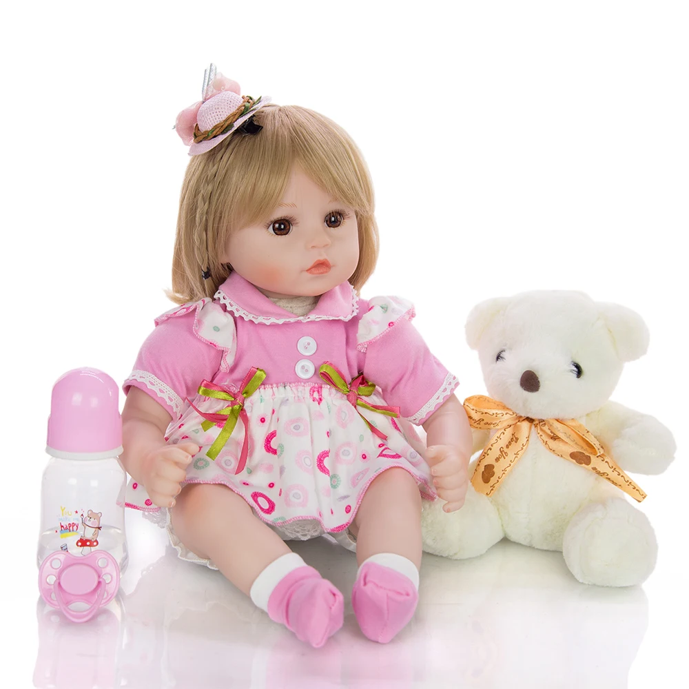 NPKDOLLS bebe reborn girl игрушки подарок 1" 43 см блондин парик мягкий силиконовый reborn Детские куклы playmate boneca малыш reborn