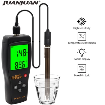 

AS218 Digital PH Meter Liquid Acidity Tester Water Quality Detector Temp Instrument 0.00~14.00 PH Test for Aquarium Pool 20%OFF