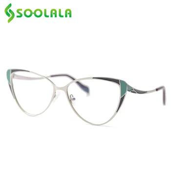 

SOOLALA Cat Eye Alloy Reading Glasses Women Spring Hinge Unique Hit Color Pattern New Presbyopic Glasses 0.5 0.75 1.0 1.25 1.75