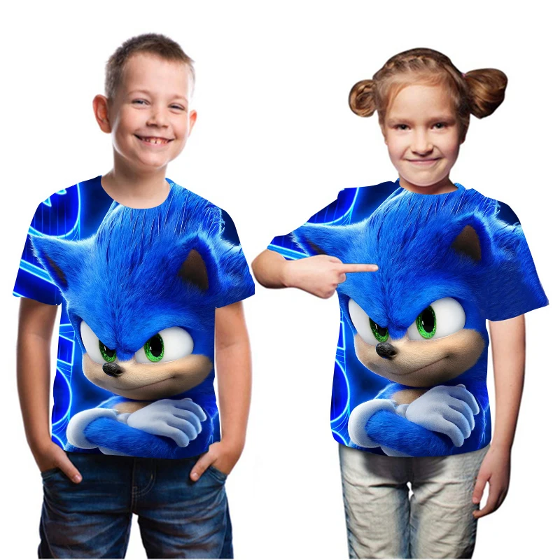 Детский костюм для мальчиков и девочек Sonic футболка с 3D-принтом детская одежда