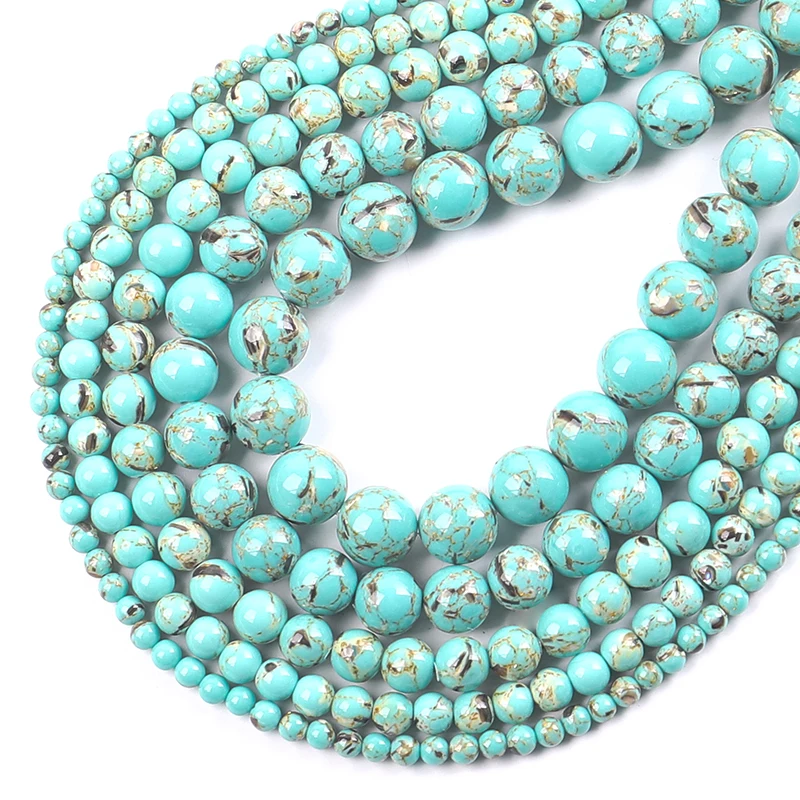 

Green Shell Howlite Stone Round Loose Beads for Jewelry Making 15'' Strand DIY Bracelet 4/6/8/10/12mm