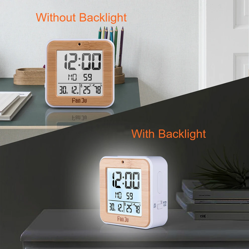 

Hot New Mini Digital Alarm Clock Weather Station Thermometer Humidity Hygrometer Date Time LCD Display Alarm Clock with Snooze F