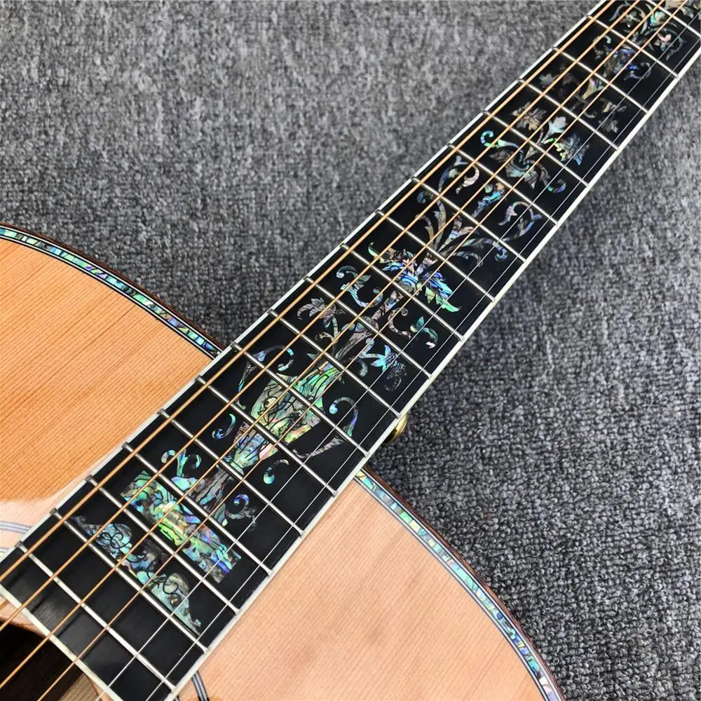 Abalone Flowers inlays Ebony fingerboard Acoustic Guitar,41 inch Solid spruce top D body,Cocobolo Back and sides acoustic Guitar