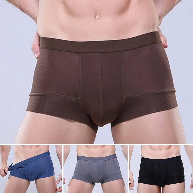 Men's boxers Sexy Modal Boxer Stretch solid color underwear Hollow Breathable Mid Rise Sports Shorts male underpants