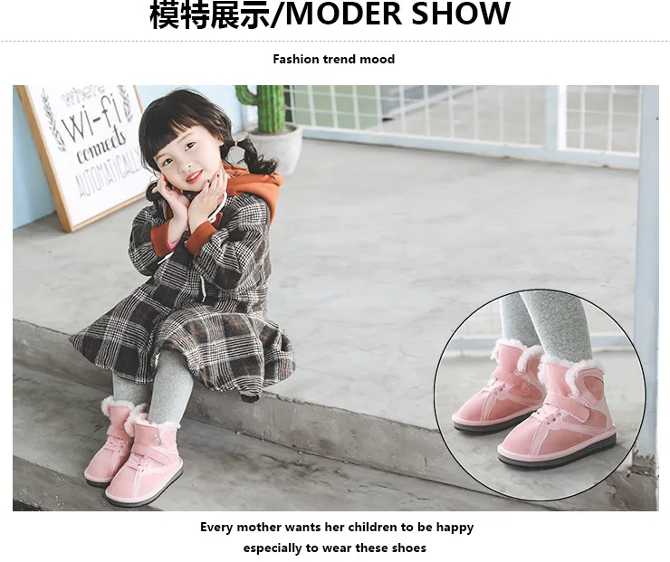 Новые зимние ботинки для девочек, детские повседневные зимние ботинки, кожаные хлопковые ботинки для мальчиков, детская обувь