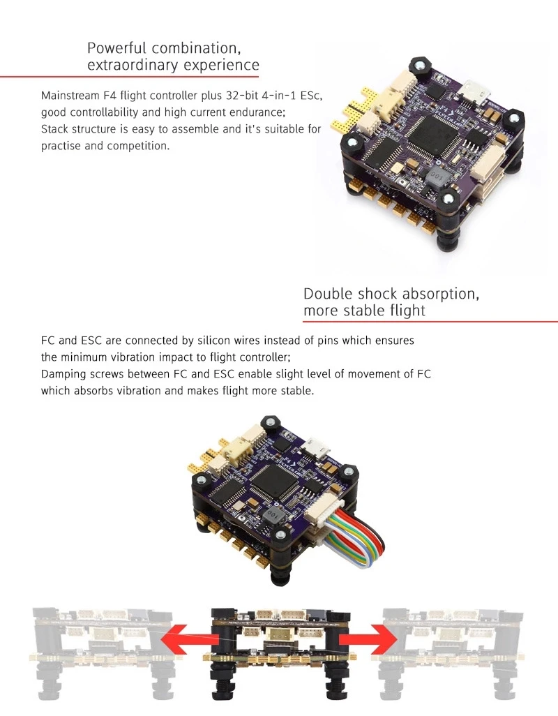 Flycolor X-башня F4 игровые джойстики FC с 4 в 1 40A ESC 32-битный комбо 3-6s для RC 170-450 мм небольшой гоночный Дрон с видом от первого лица Квадрокоптер