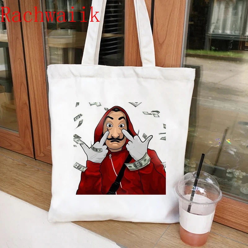 La Casa De Papel Shopping Bag Graphic Tote Harajuku Shopper Bag Women Canvas Shoulder Bag Female Ulzzang Eco Bag Y2k Gothic 