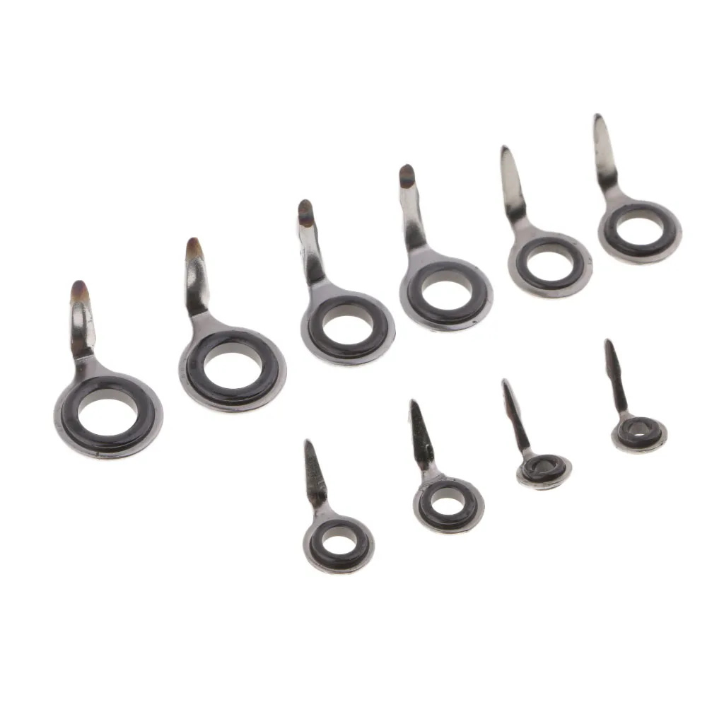 10pcs Spinning Rod Guides Repair Kit, Ceramic Eye Ring Tip Tops Rod Building