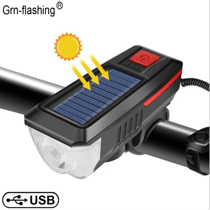 

Solar Power Bike Light LED Recharge Bicycle Light Power Display Waterproof Bicycle Front Back Rear Taillight Cycling Warn Light