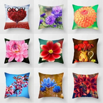 

Flower Painting Workshop Polyester Decorative Cushion Cover Sunflower Rose Print Throw Cushion Cover Soft and Comfortable45x45cm