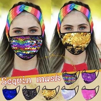 

2pcs Outdoor Mouth Mask Washable Reuse Face Mask Sequins Adjustable Mask Unisex Reusable mask Mascarilla reutilizable masque#20