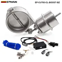 Клапан управления выхлопом с вырезом привода Boost 2," 63 мм труба закрыта с беспроводным пультом дистанционного управления Комплект EP-CUT63-CL-BOOST-BZ