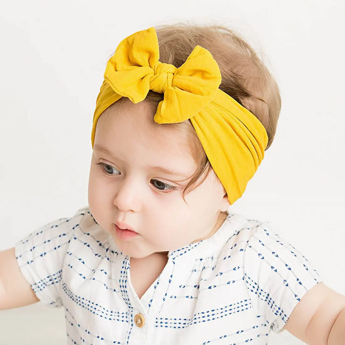 

Knot Bow Nylon Headbands, One size fits most Wide Bow Nylon Turban Head wraps Soft Headwrap, Baby Girls Hair Accessories