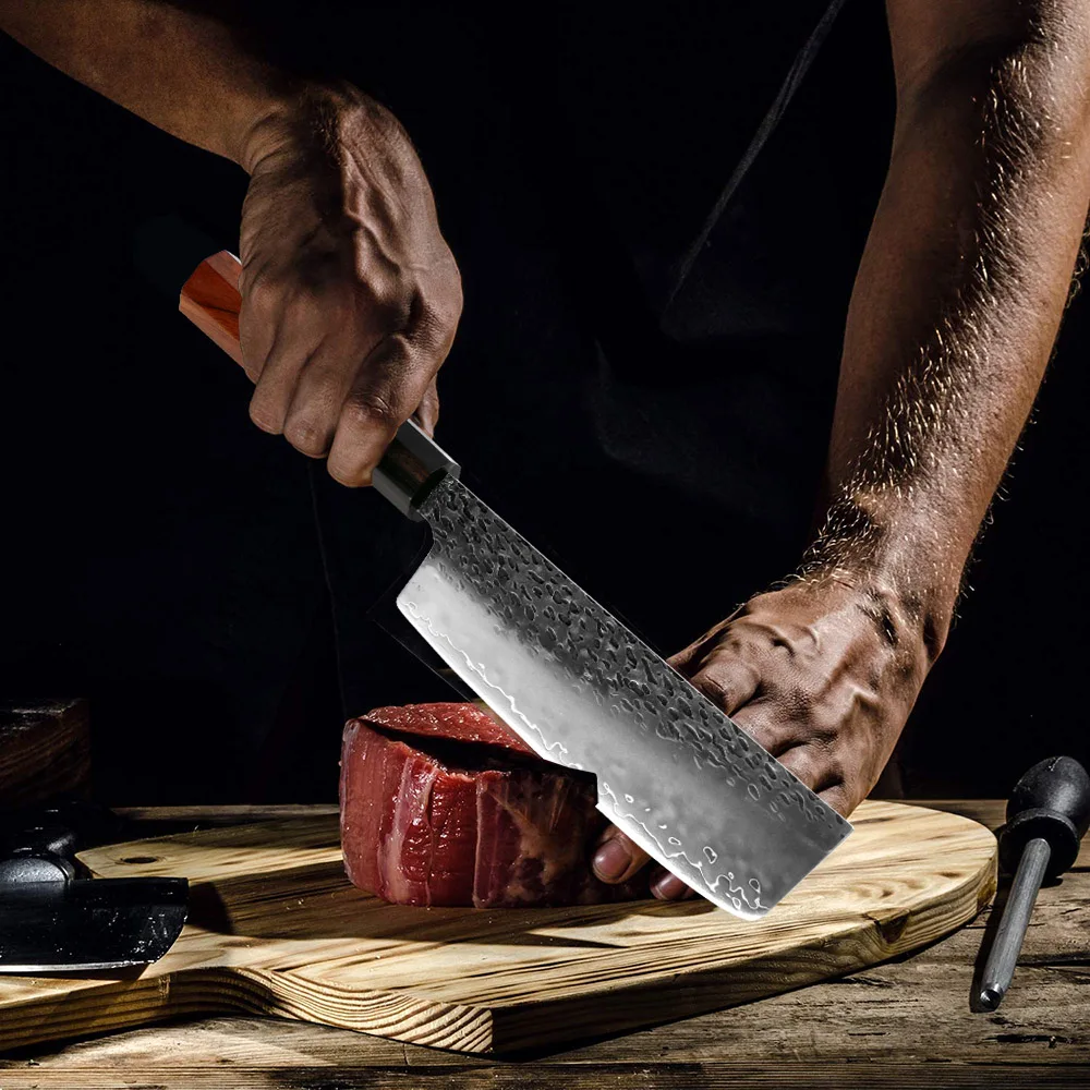 XITUO повара из Ножи трёхслойный композитный Сталь острый Кливер нож для нарезки ручной работы Ножи Кухня Пособия по кулинарии инструменты восьмиугольная ручка