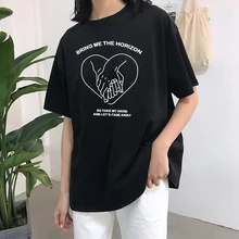 BRING ME THE HORIZON verano Casual moda Harajuku Vintage letra femenina de gran tamaño suelta Camiseta de manga corta Camisetas ins