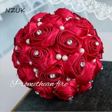 Жемчуг роскошный букет невесты Бургундия Свадебные цветы Свадебные букеты высокого качества блестящие хрустальные бусины SPH018