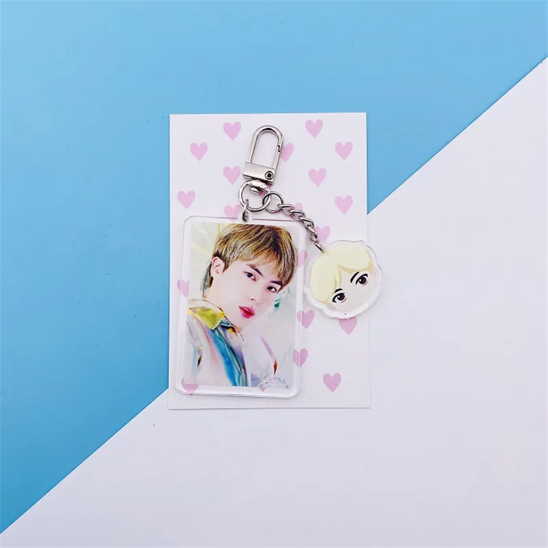 JIN KPOP Bangtan брелок для ключей для мальчиков Аниме Кулон JUNG KOOK SUGA J-HOPE карта душа персонаж любовь себя сумка аниме кулон Декор - Цвет: JIN
