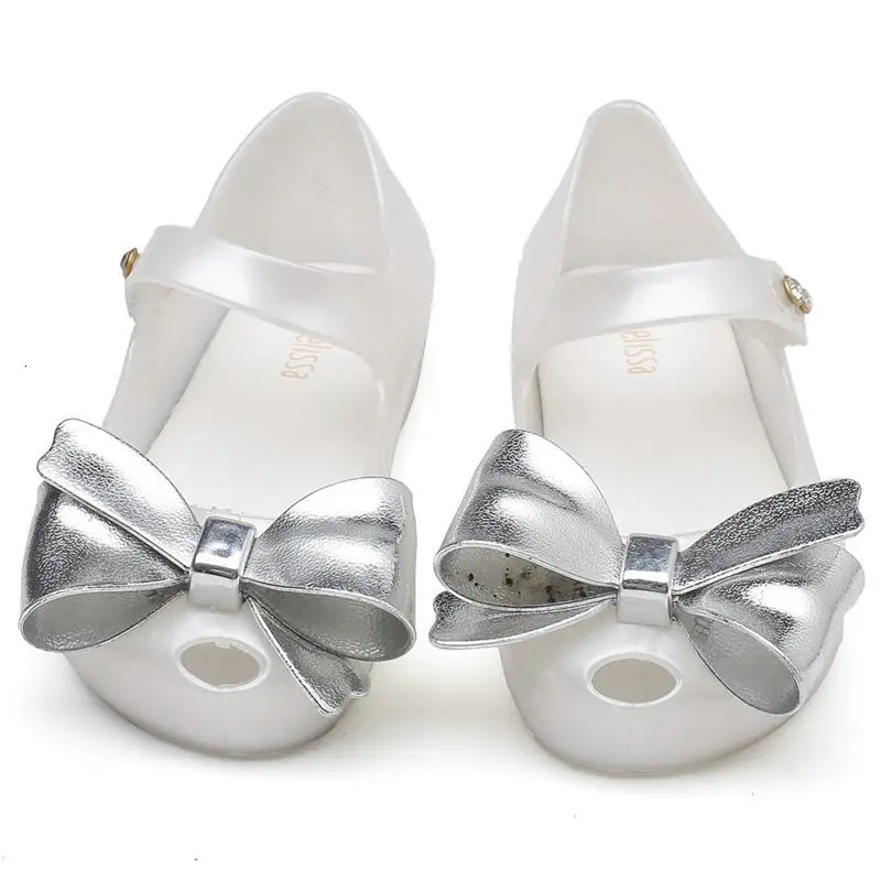 Летняя прозрачная обувь из ПВХ для девочек; Модная стильная мягкая детская обувь с бантом для маленьких девочек; обувь принцессы melissa; пляжные сандалии на плоской подошве